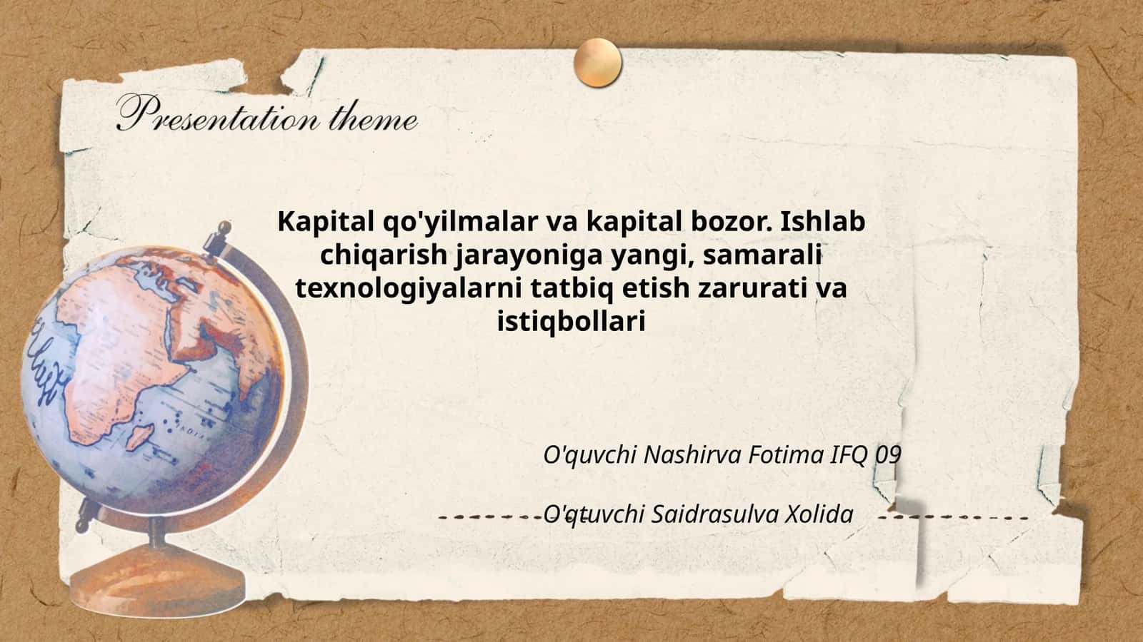 Kapital qo'yilmalar va kapital bozor