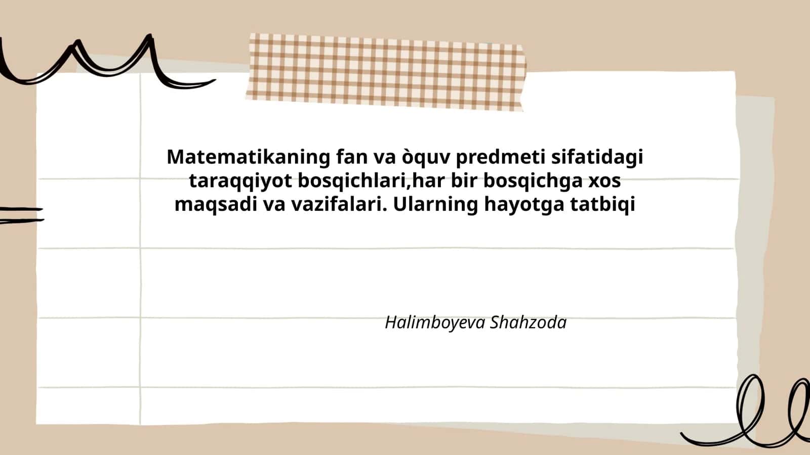 Matematikaning fan va òquv predmeti sifatidagi taraqqiyot bosqichlari