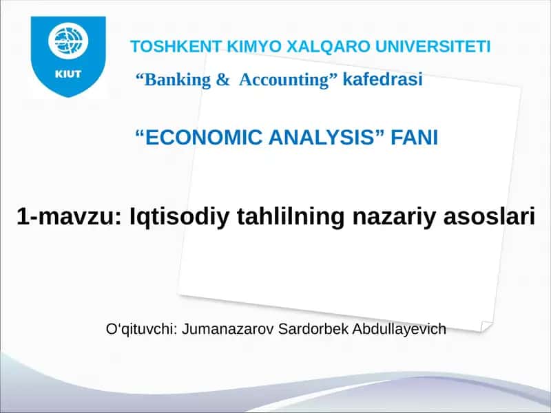 Iqtisodiy tahlilning nazariy asoslari