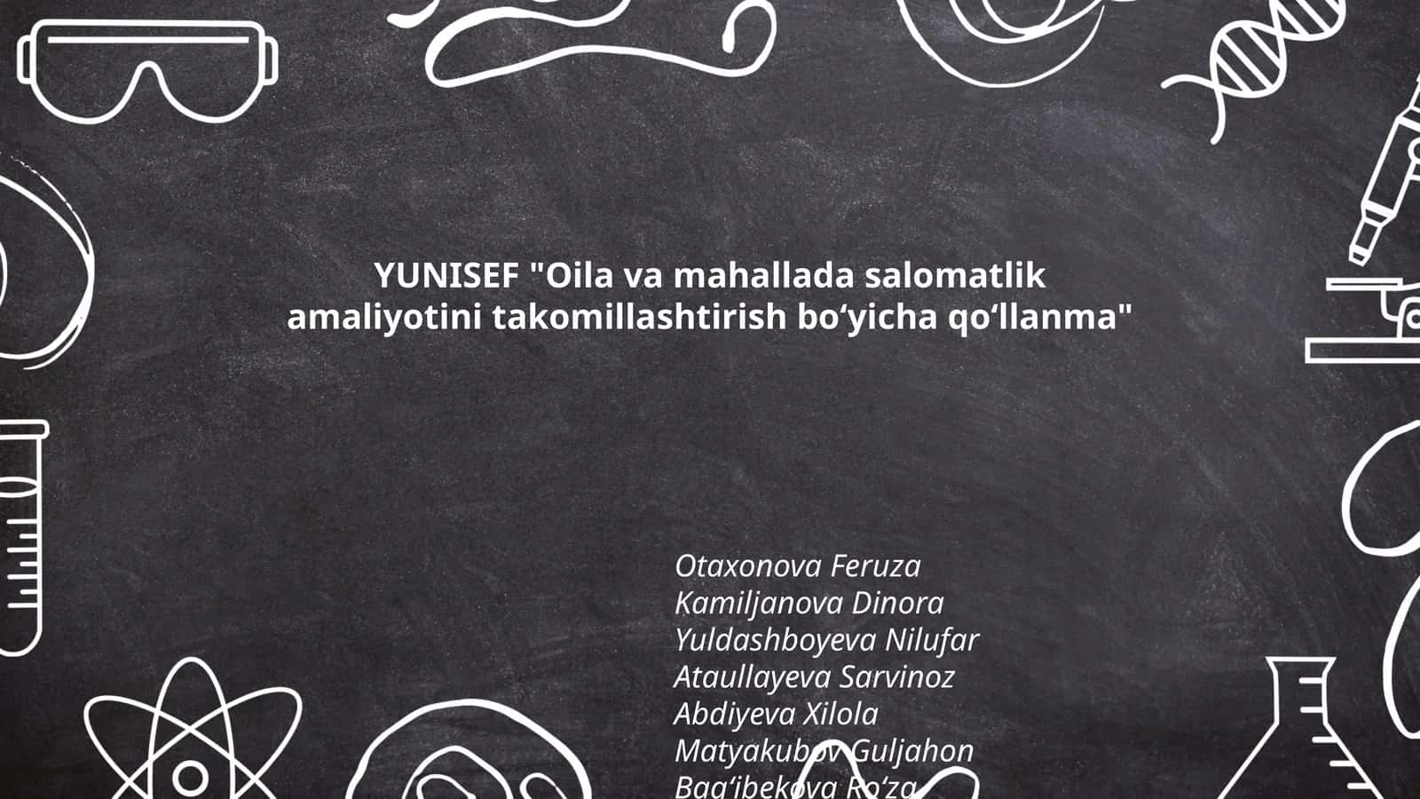 YUNISEF "Oila va mahallada salomatlik amaliyotini takomillashtirish boʻyicha qoʻllanma"