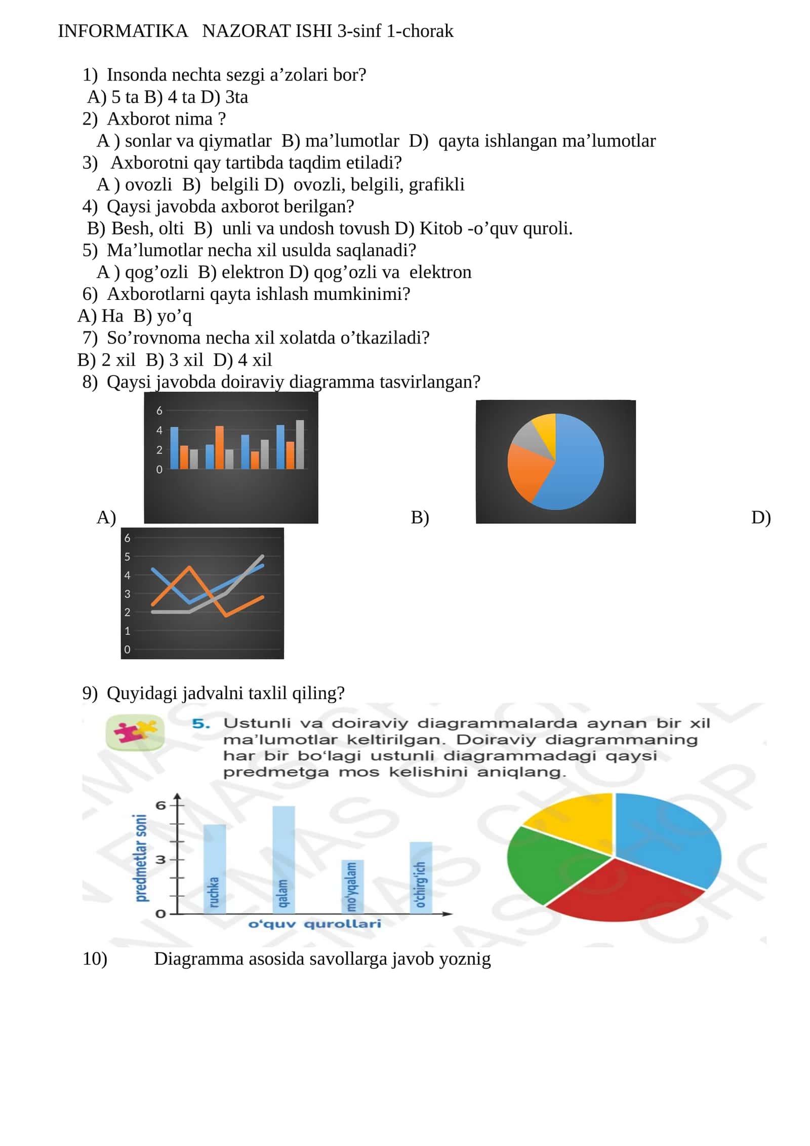 INFORMATIKA NAZORAT ISHI 3-sinf 1-chorak