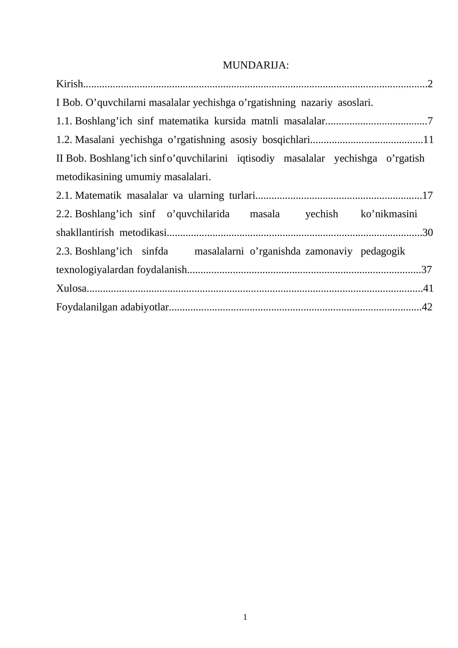 Boshlang'ich sinf matematika iqtisod