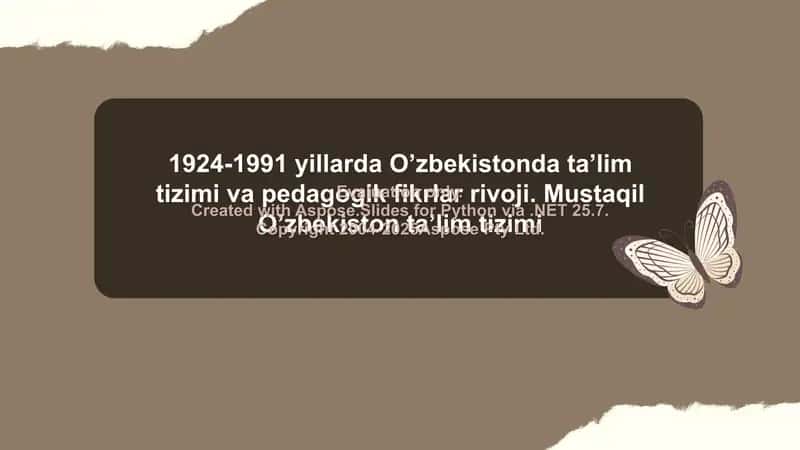 O’zbekistonda ta’lim tizimi va pedagogik fikrlar rivoji