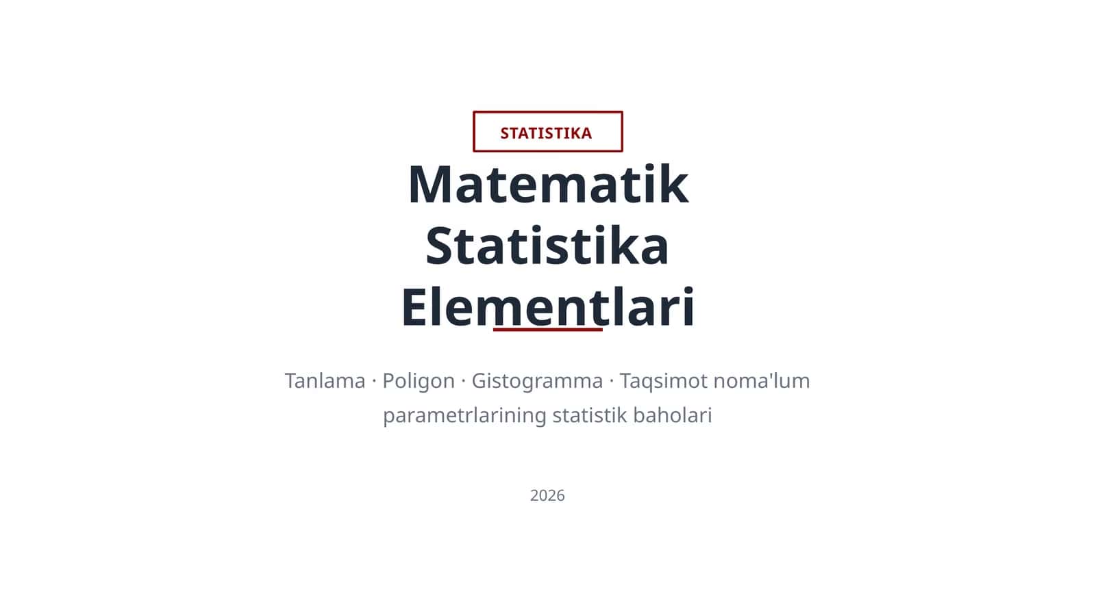 Matematik Statistika Elementlari