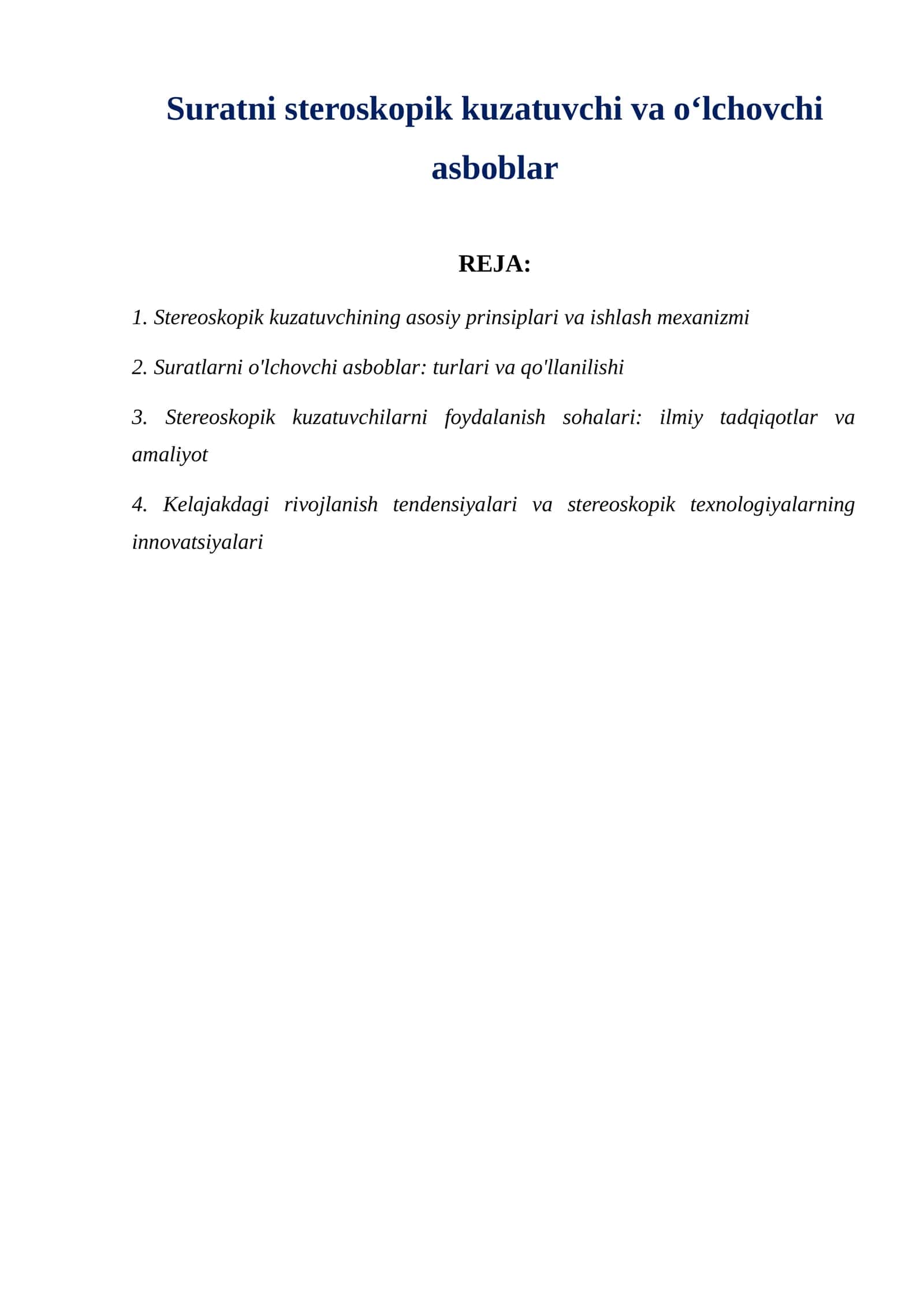 Suratni steroskopik kuzatuvchi va oʻlchovchi asboblar