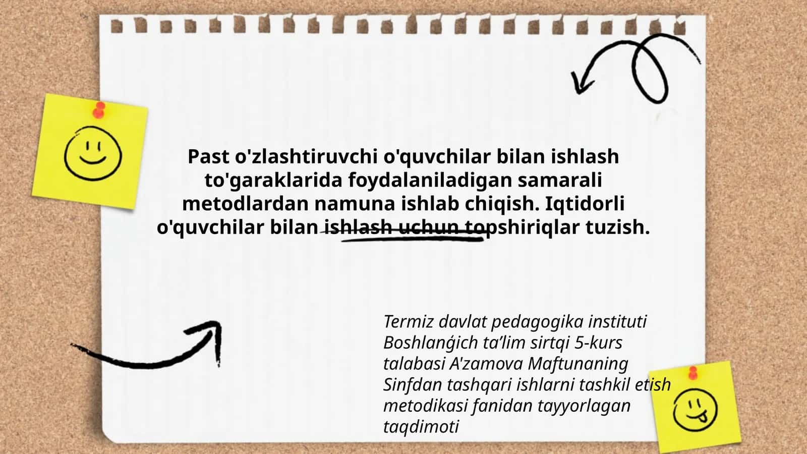 A'zamova Maftunaning Sinfdan tashqari ishlarni tashkil etish metodikasi