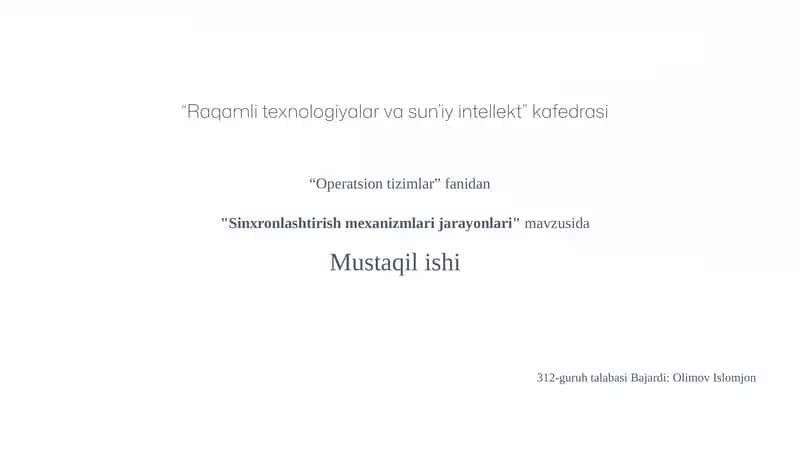 Sinxronlashtirish mexanizmlari jarayonlari