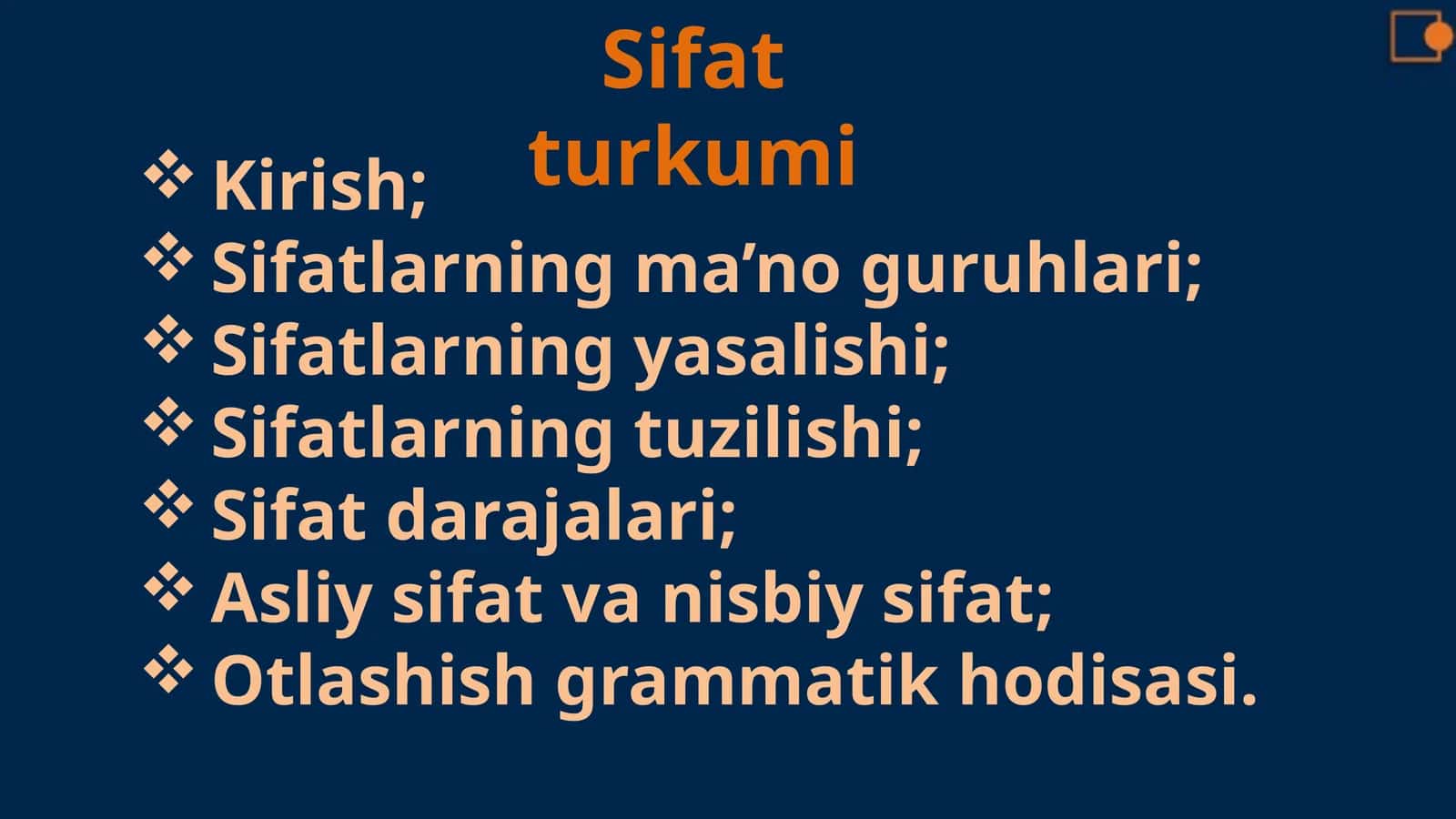 Sifatlar va ularning turlari