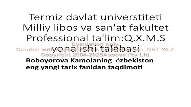 Boboyorova Kamolan taqdimoti "Milliy urf-odatlar,qadryatlar va an'analarni qayta tiklanishi"
