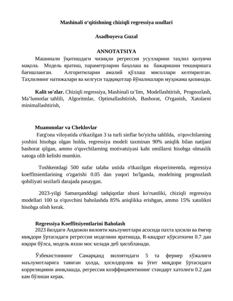 Chiziqli regressiya usullari