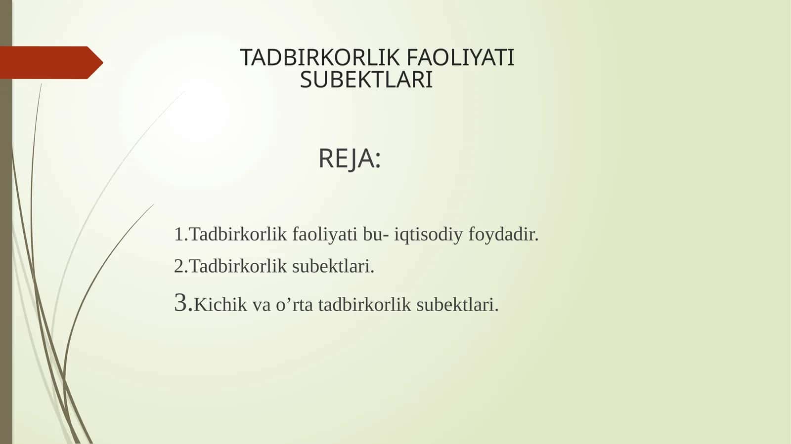 TADBIRKORLIK FAOLIYATI SUBYEKTLARI