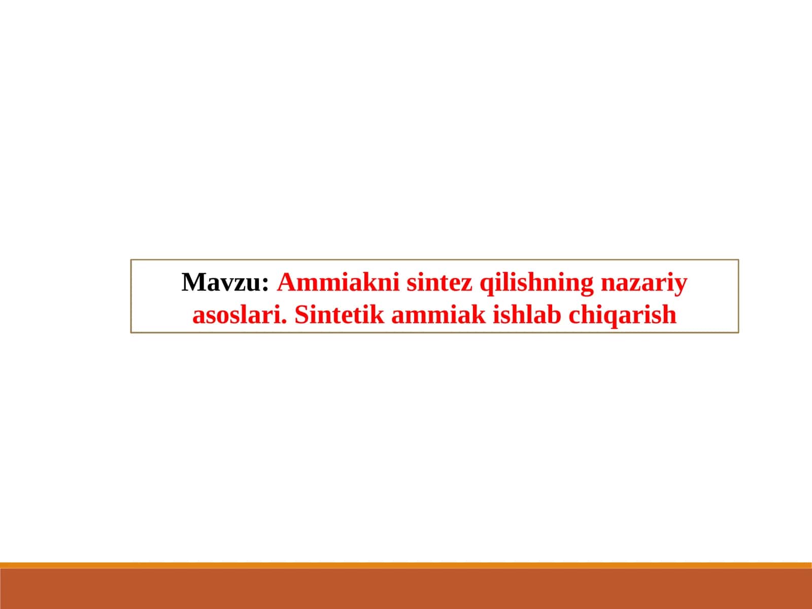 Ammiakni sintez qilishning nazariy asoslari. Sintetik ammiak ishlab chiqarish