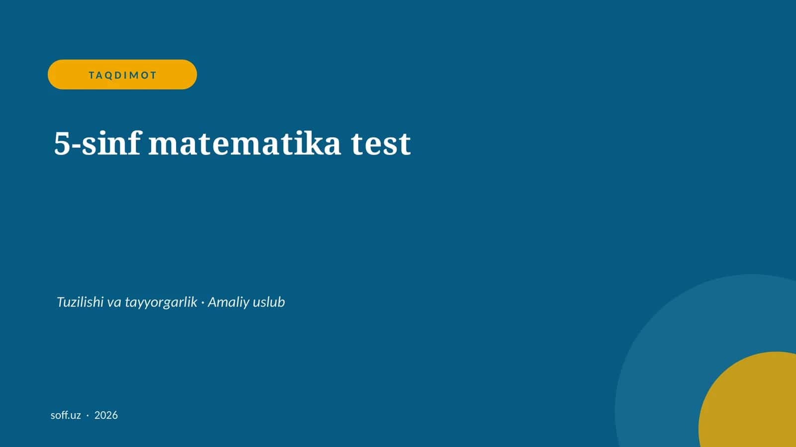 5-sinf matematika test