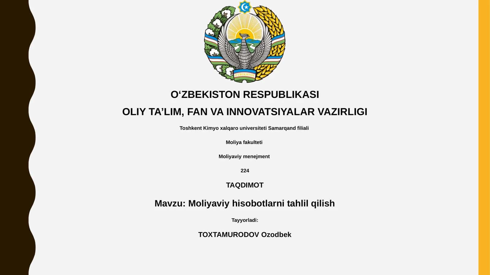Moliyaviy hisobotlarni tahlil qilish