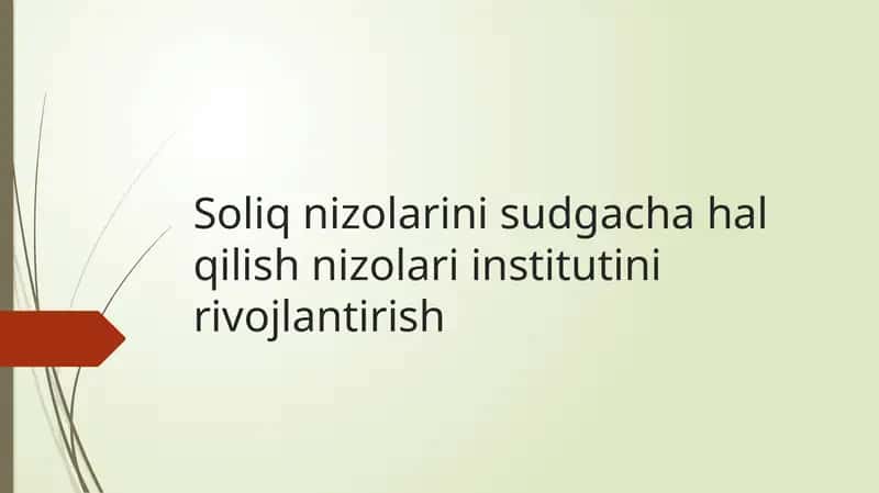 Soliqnizolari nisudgacha halqilishni zolari institutini rivojlantirish