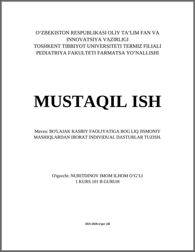 Jismoniy mashqlar individual dasturlari