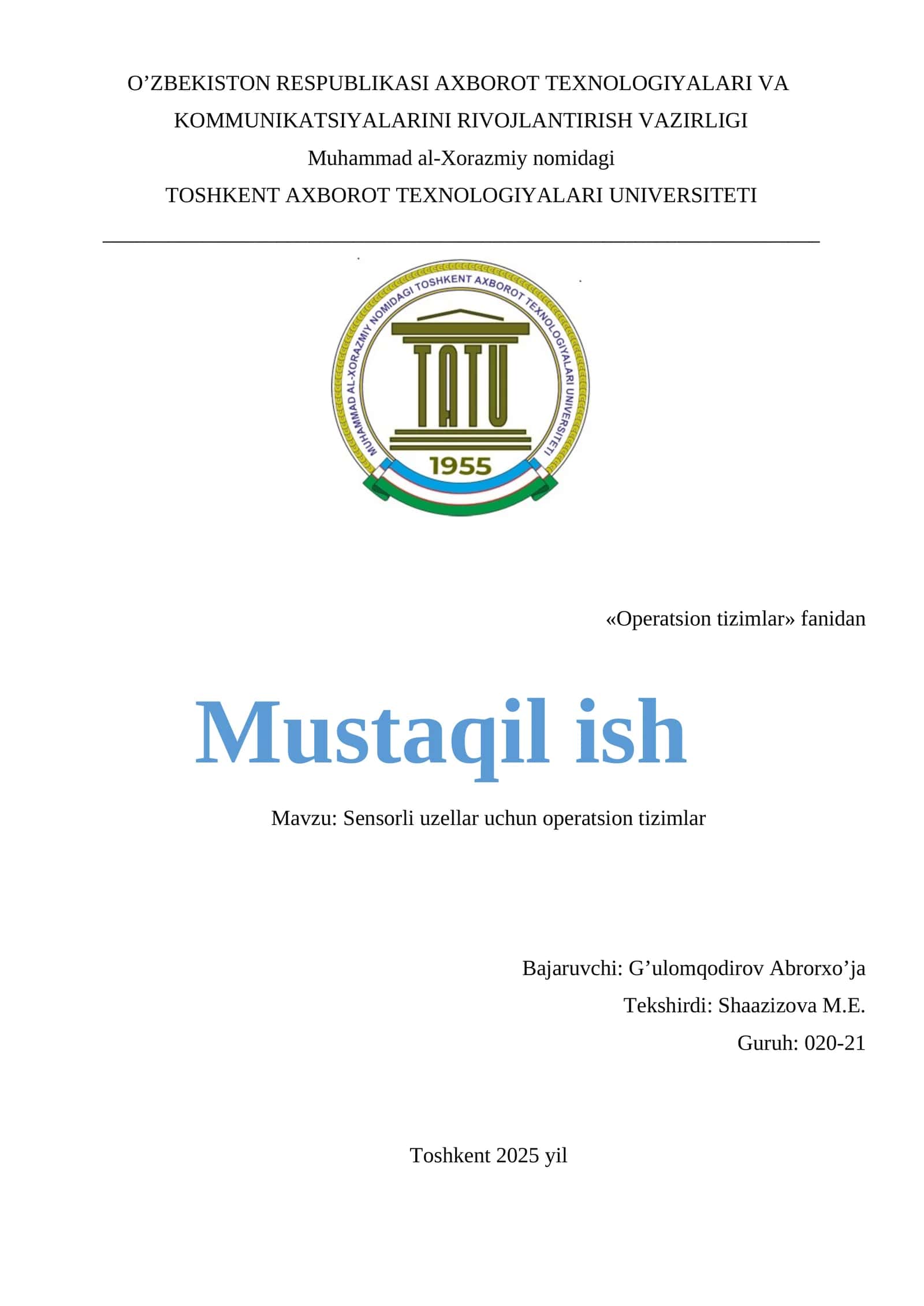 Sensorli uzellar uchun operatsion tizimlar