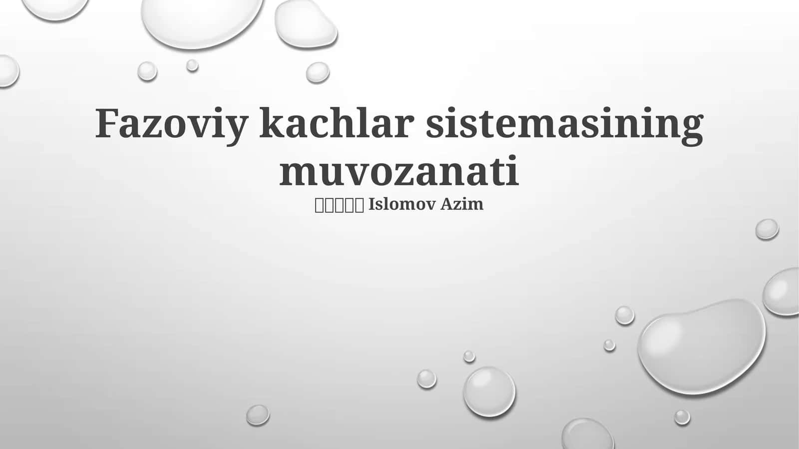 Fazoviy kachlar sistemasining muvozanati