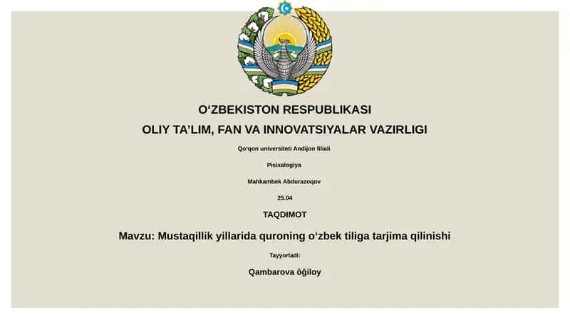 Mustaqillik yillarida quroning oʻzbek tiliga tarjima qilinishi