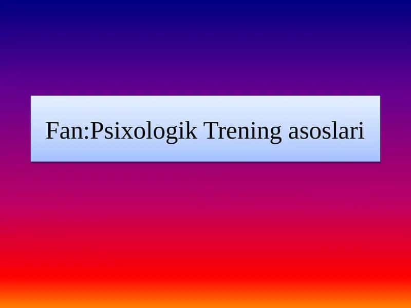 Nizoning oldini olishga qaratilgan treninglar