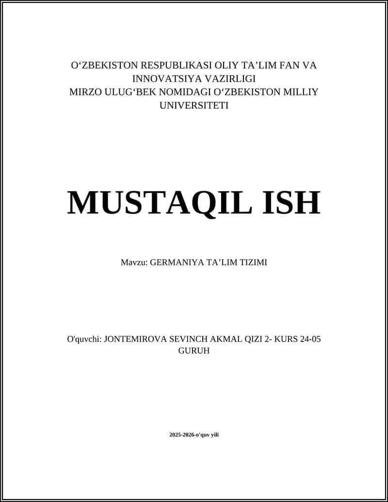 GERMANIYA TAʼLIM TIZIMI