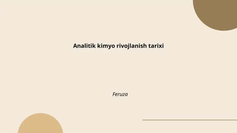 Analitik kimyo rivojlanish tarixi