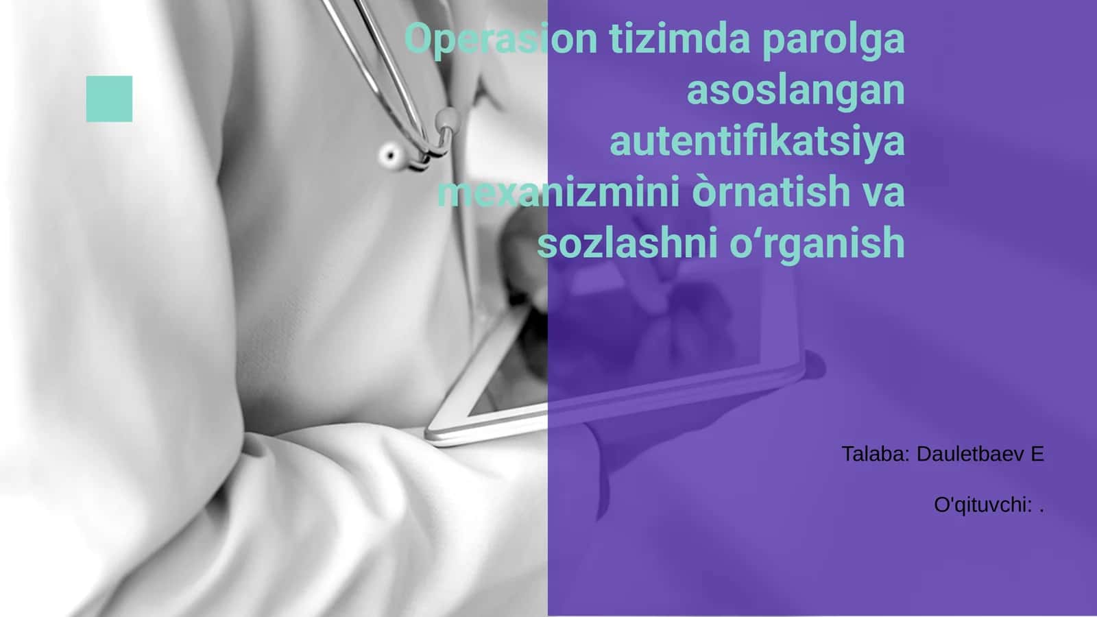 Operatsion tizimda parolga asoslangan autentifikatsiya mexanizmi