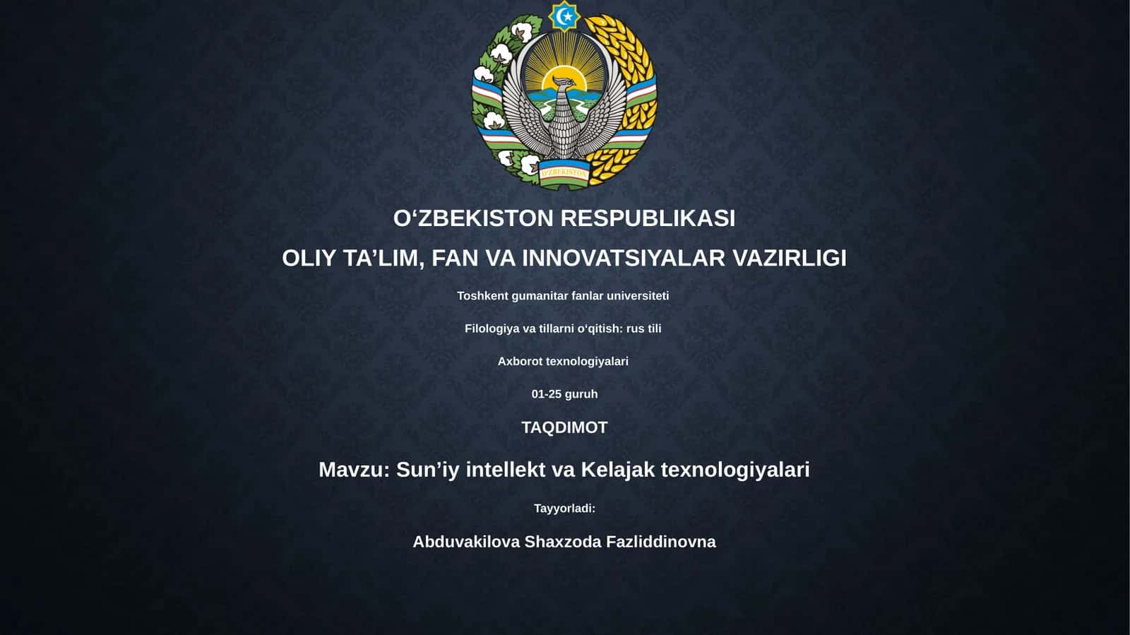 Sun’iy intellekt va Kelajak texnologiyalari