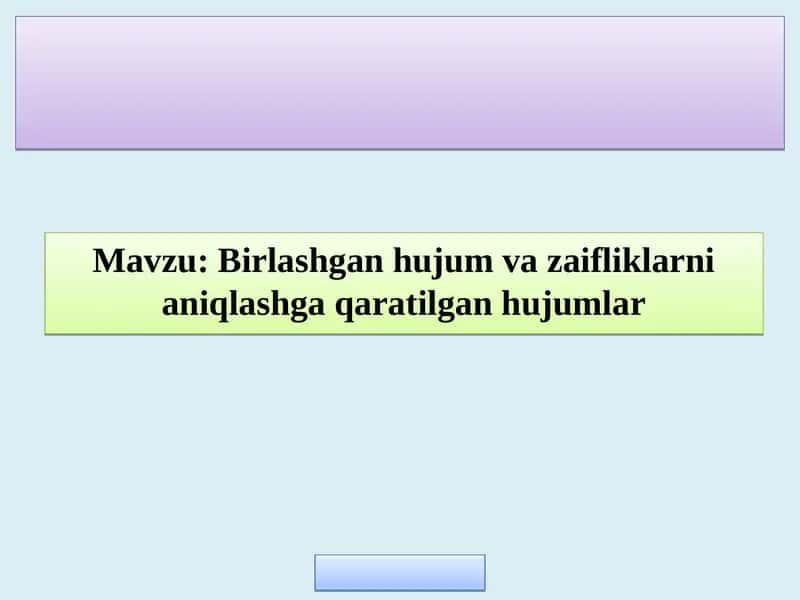 Mavzu: Birlashgan hujum va zaifliklarni aniqlashga qaratilgan hujumlar