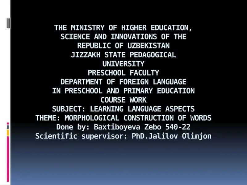 FUNDAMENTALS OF MORPHOLOGY AND WORD STRUCTURE