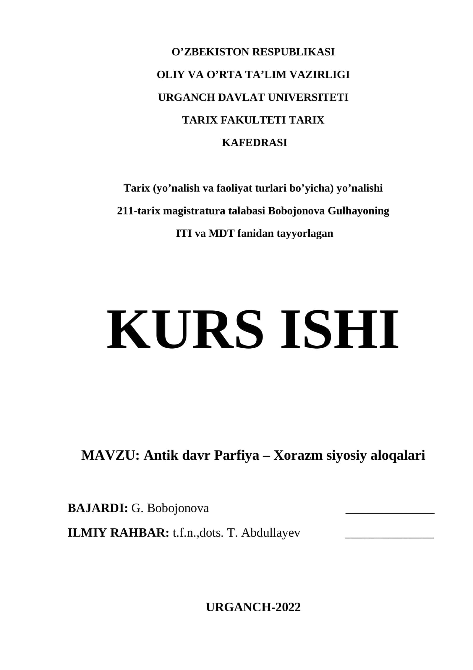 Antik davr Parfiya – Xorazm siyosiy aloqalari
