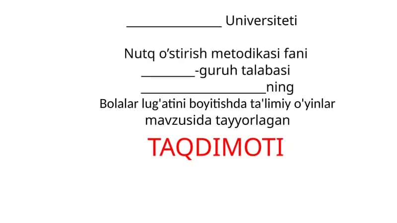 Bolalar Lug‘atini Boyitishda Ta’limiy O‘yinlar