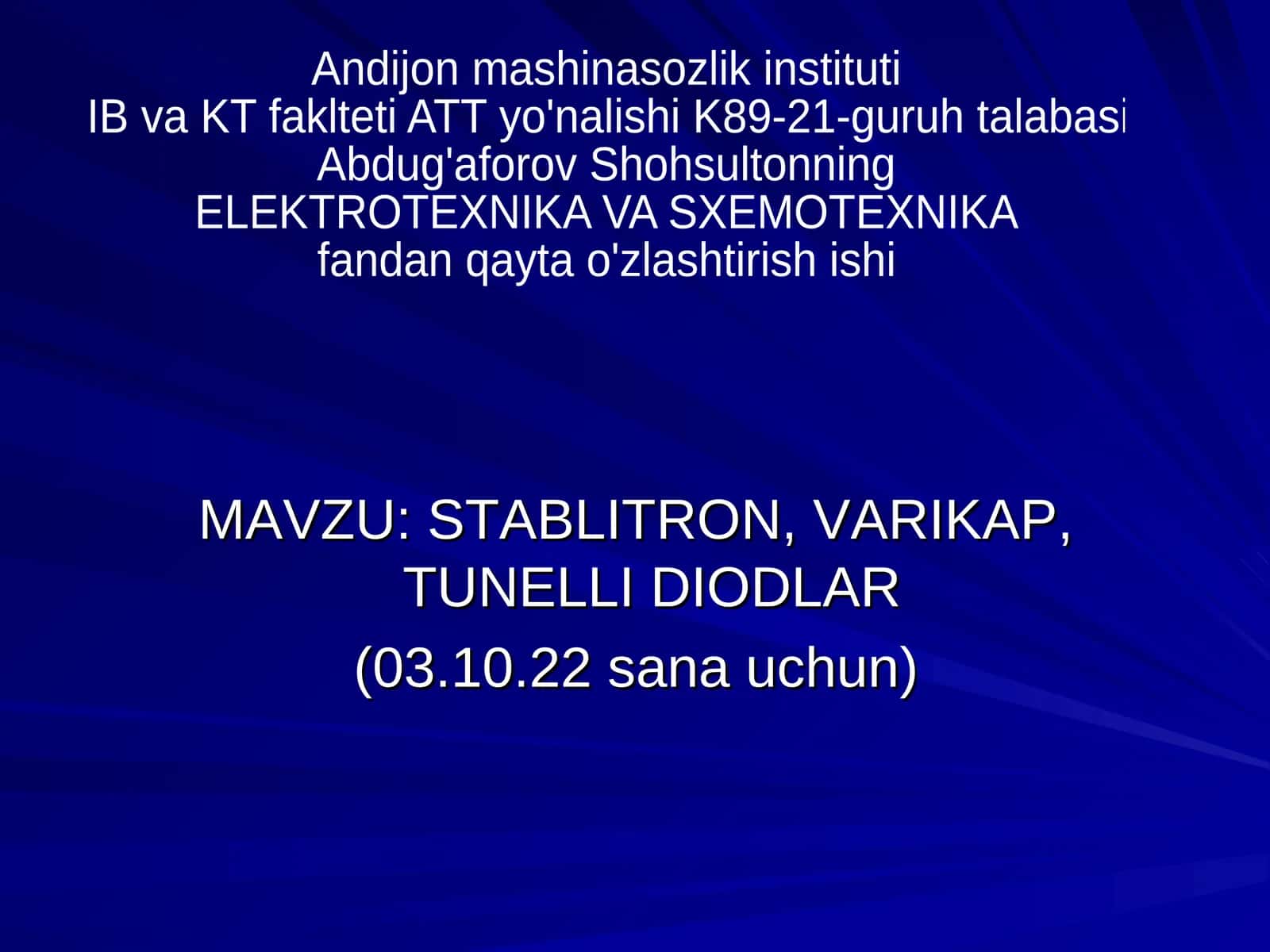 ELEKTROTEXNIKA VA SXEMOTEXNIKA