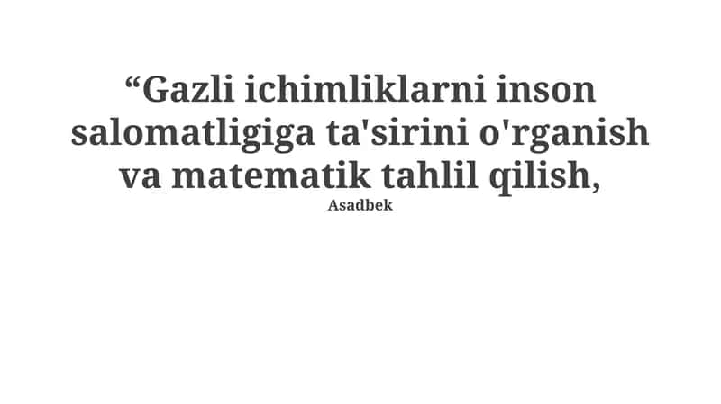 Gazlangan ichimliklarni inson salomatligiga ta'siri