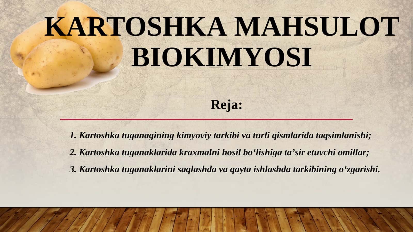 KARTOSHKAMAHSULOT BIOKIMYOSI