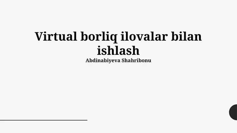 Virtual Realitik Ilovalar