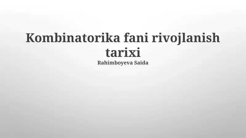 Kombinatorika fani rivojlanish tarixi
