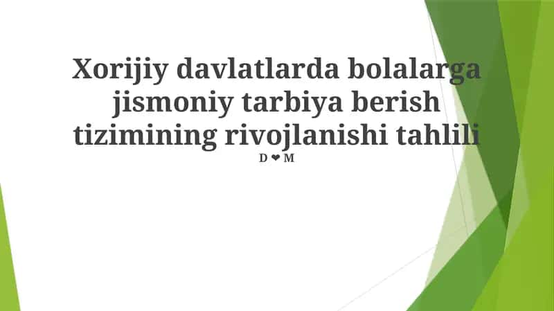 Jismoniy Tarbiya Haqida Jahonqarash