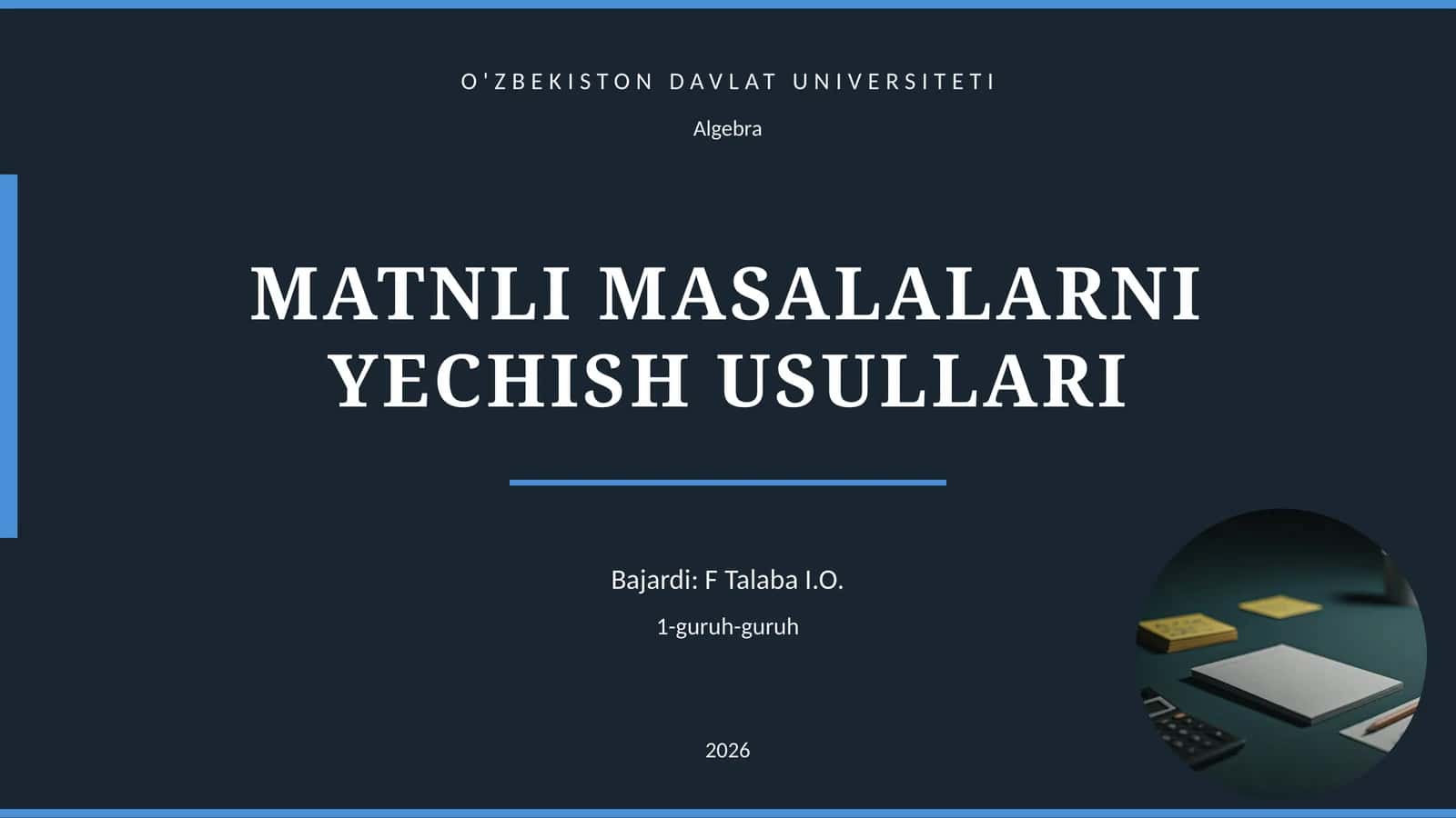 MATNLI MASALALARNI YECHISH USULLARI