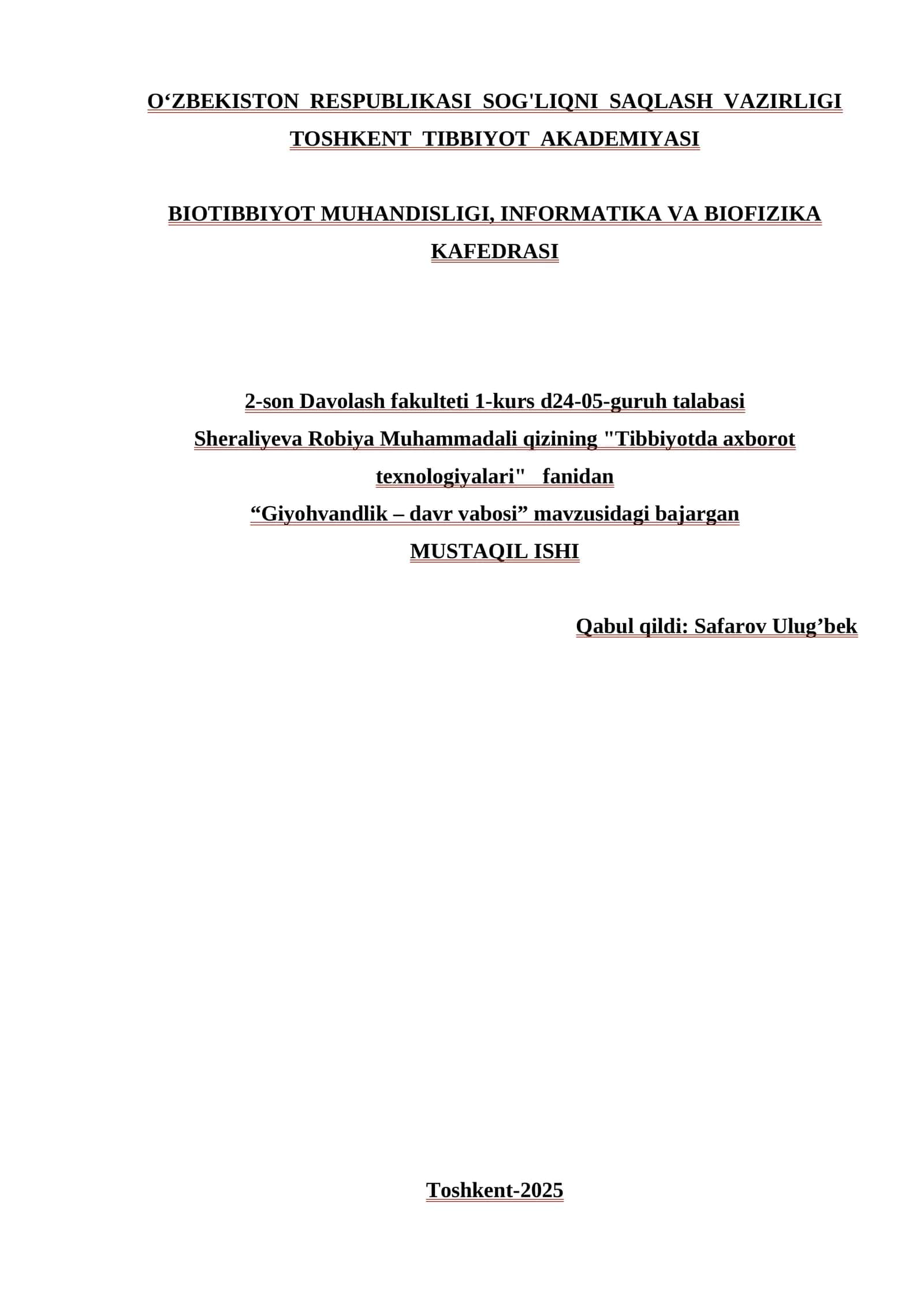 Giyohvandlik – davr vabosi