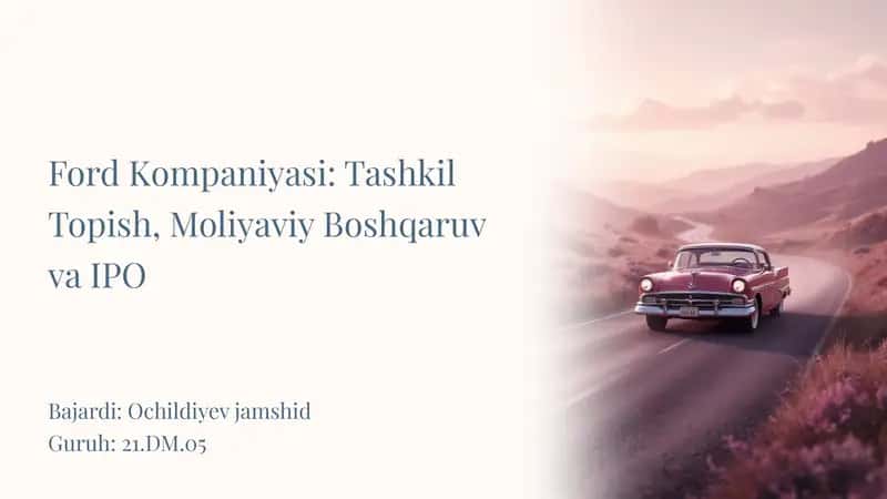 Fordning tashkil topish, moliyaviy boshqaruv va IPO