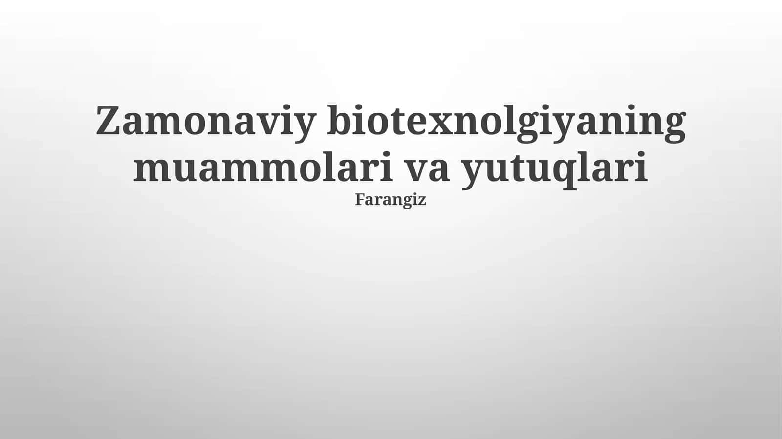Biofarmatsevtika va Dori-darmonlarni ishlab chiqish