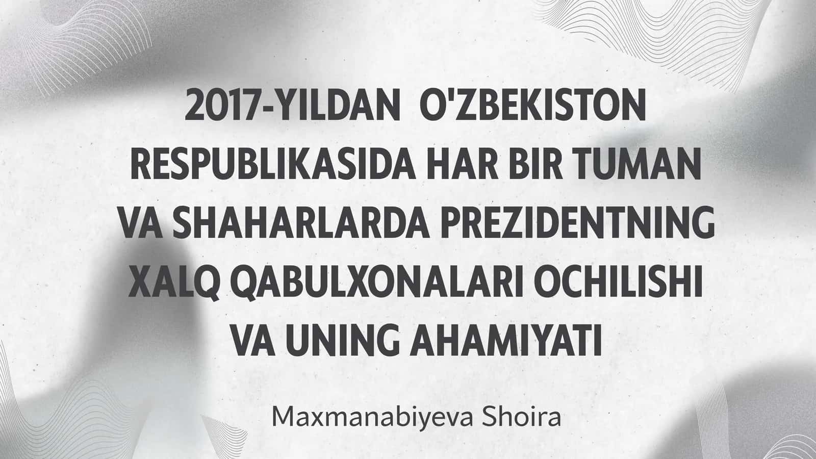Shavkat Mirziyoyev har bir tuman va shaharda prezidentning xalq qabulxonasini ochish tog'risidagi farmoni