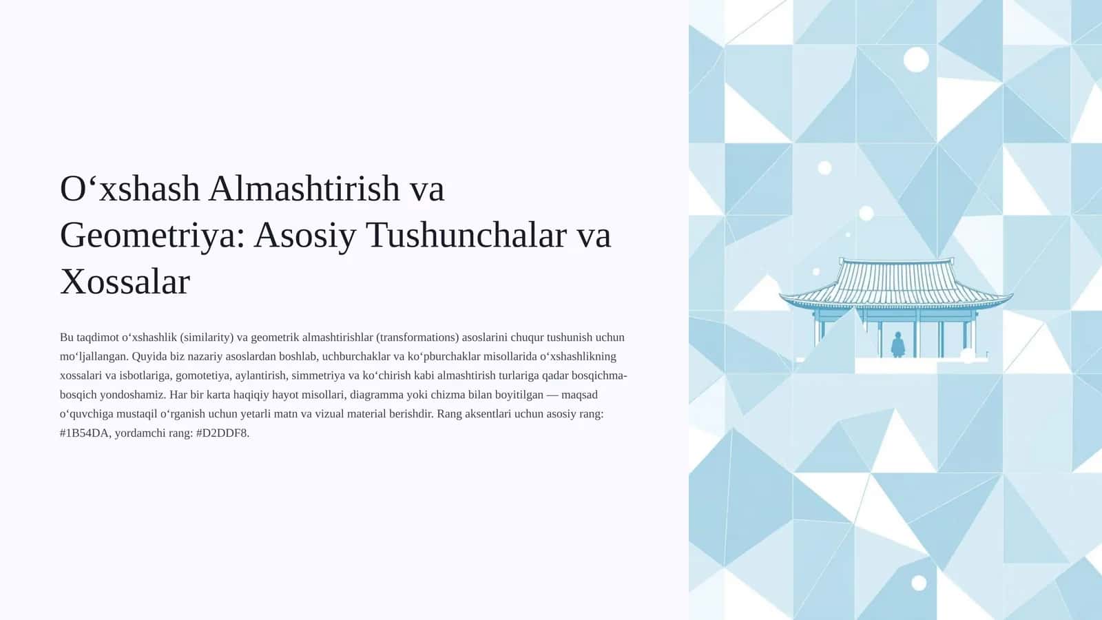O‘xshash Almashtirish va Geometriya: Asosiy Tushunchalar va Xossalar