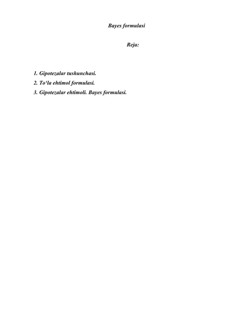 Bayes formulasi
