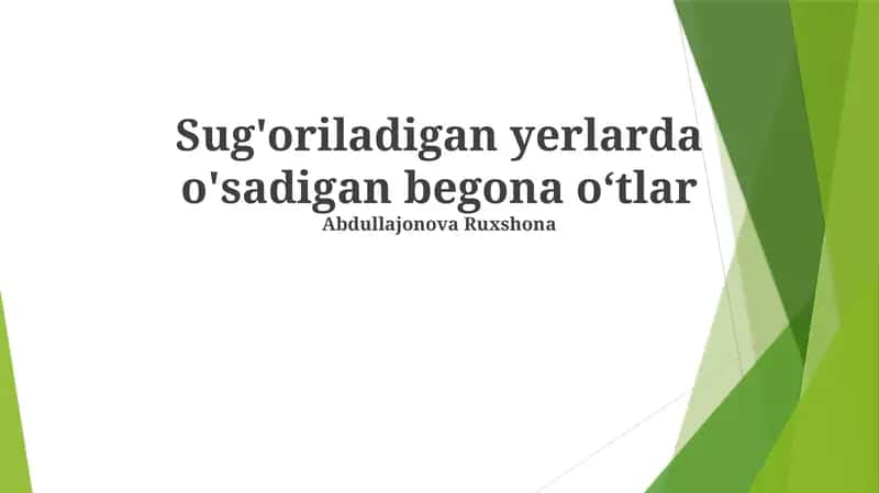 Sug'oriladigan yerlarda o'sadigan begona oʻtlar
