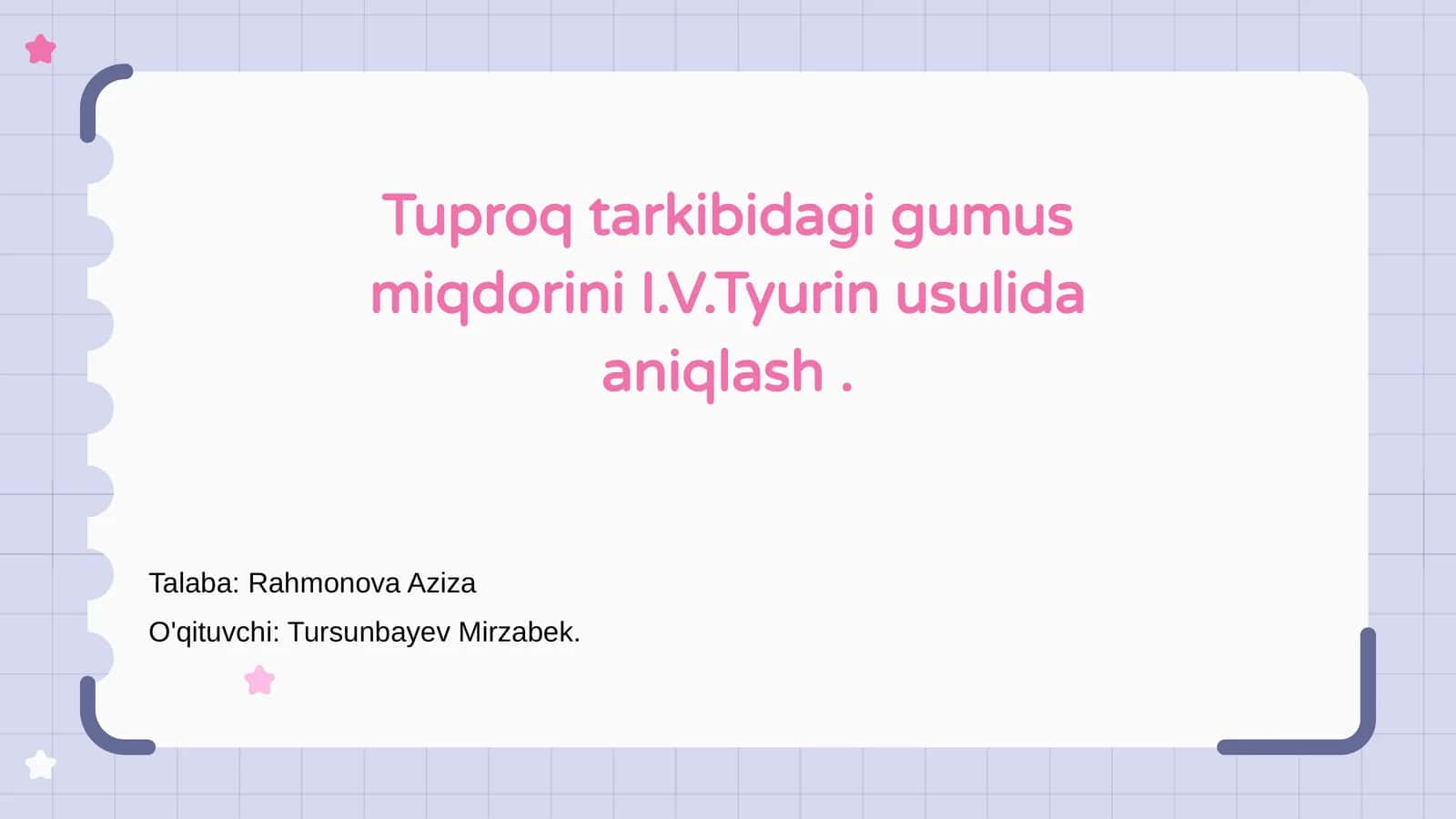 Tuproq tarkibidagi gumus miqdorini I.V.Tyurin usulida aniqlash