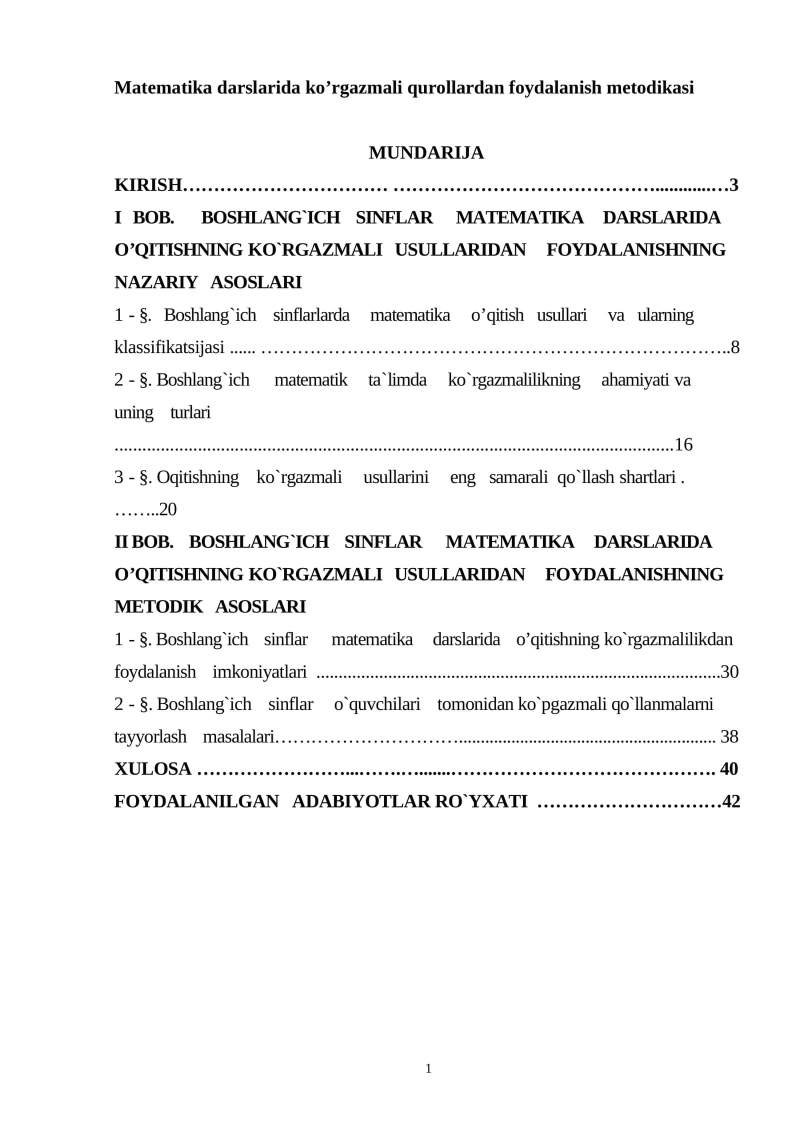Matematika darslarida ko’rgazmali qurollardan foydalanish metodikasi
