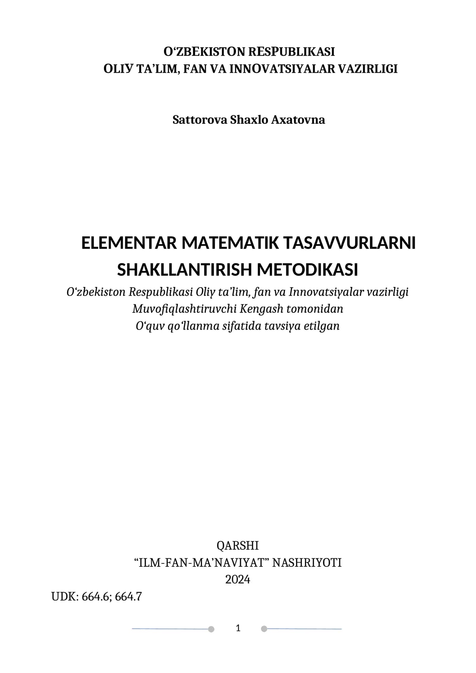 Еlеmеntar matеmatik tasavvurlarni shakllantirish mеtоdikasi