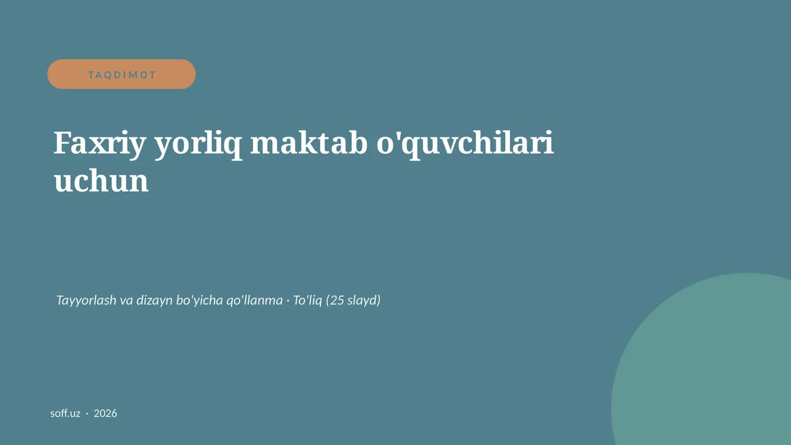 Faxriy yorliq maktab o'quvchilari uchun